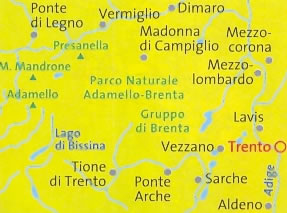 immagine di mappa topografica mappa topografica n.070 - Adamello-Brenta - Ponte di Legno, Presanella, Vermiglio, Madonna di Campiglio, Mezzolombardo, Lavis, Trento, Vezzano, Molveno, Tione di Trento - con sentieri CAI, percorsi MTB, vie ferrate, parchi e riserve naturali - nuova edizione