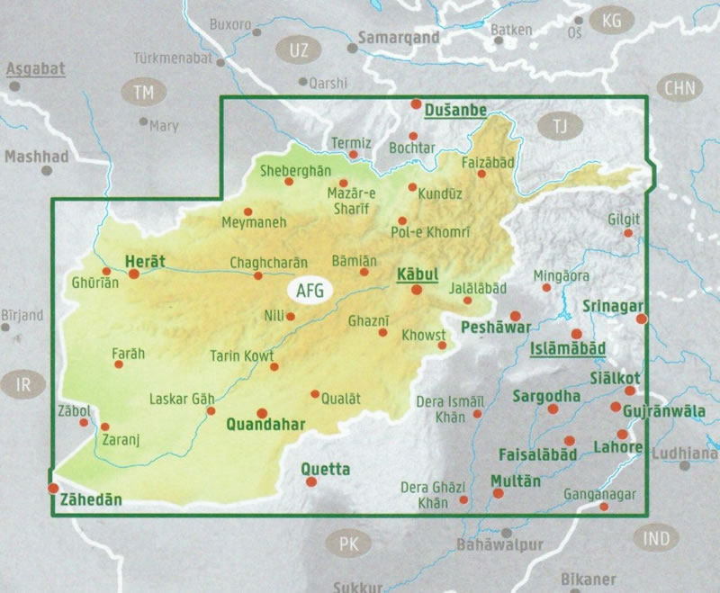 immagine di mappa stradale mappa stradale Afghanistan - Kabul, Qandahar/Kandahar, Baghlan, Mazar-i Sharif, Meymaneh, Herat, Farah, Lashkar Gah, Gardez - mappa stradale - EDIZIONE Novembre 2024