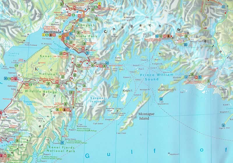 immagine di mappa stradale mappa stradale Alaska - con Anchorage, Dillingham, Nome, Kotzebue, Fairbanks, College, Juneau, Kodiak, Ketchikan, Sitka, Palmer, Bethel, Barrow, Kenai, Attu Island, Rat Islands, Andreanof Islands, Shumagin Islands - EDIZIONE 2024