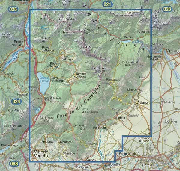 immagine di mappa topografica mappa topografica n.012 - Alpago, Cansiglio, Piancavallo, Valcellina - con reticolo UTM compatibile con GPS - impermeabile, antistrappo, plastic-free, eco-friendly - EDIZIONE Dicembre 2023