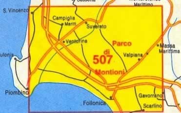 immagine di mappa topografica mappa topografica Alta Maremma e Parco di Montioni - con S.Vincenzo, Campiglia Marittima, Venturina, Massa Marittima, Follonica, Scarlino, Gavorrano