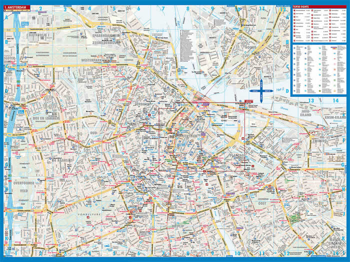 immagine di mappa di città mappa di città Amsterdam - mappa della città plastificata, impermeabile, scrivibile e anti-strappo - dettagliata e facile da leggere, con trasporti pubblici, attrazioni e luoghi di interesse - nuova edizione