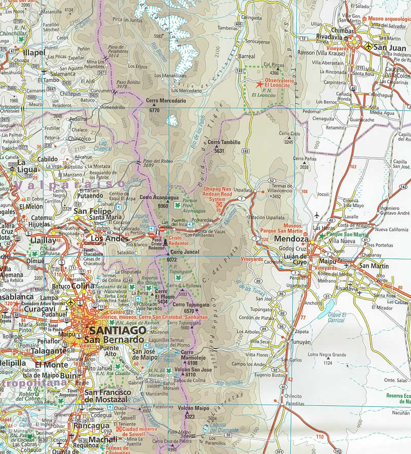 immagine di mappa stradale mappa stradale Argentina - con Tierra del Fuego/Terra del Fuoco, Santa Cruz, Chubut, Rio Negro, La Pampa, Buenos Aires, San Luis, Cordoba, La Rioja, Santa Fe, Tucuman, Le Ande - mappa stradale - impermeabile e antistrappo - Edizione Dicembre 2023