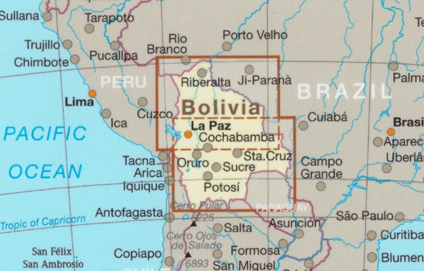 immagine di mappa stradale mappa stradale Bolivia - mappa stradale - impermeabile e antistrappo - con parchi, riserve naturali, luoghi panoramici - nuova edizione