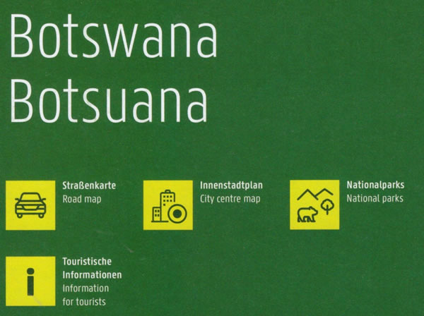 immagine di mappa stradale mappa stradale Botswana - Gaborone, Francistown, Selebi-Phikwe, Maun, Serowe, Kanye, Mahalapye, Lobatse, Tshabong, Kasane, Mamuno, Ghanzi - cartografia con una ricca simbologia stradale facile da consultare + parchi, riserve naturali e luoghi panoramici - EDIZIONE 2024