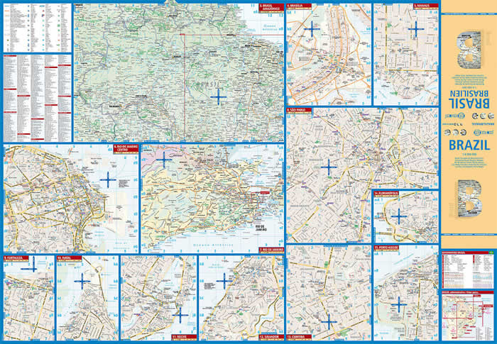 immagine di mappa stradale mappa stradale Brasile / Brasilien / Brazil - mappa stradale plastificata - con Brasilia, Rio de Janeiro, Manaus, Sao Paulo, Fortaleza, Natal, Recife, Salvador, Porto Alegre