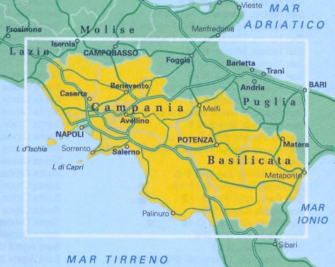 immagine di mappa stradale regionale mappa stradale regionale Campania, Basilicata - mappa stradale - nuova edizione