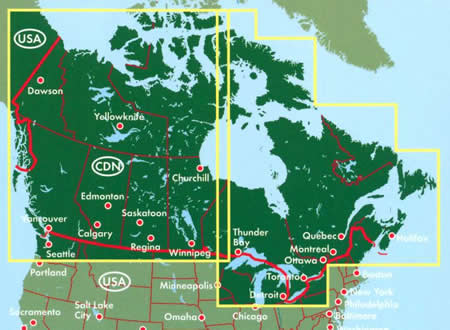 immagine di mappa stradale mappa stradale Canada - con Dawson, Yellowknife, Churchill, Edmonton, Vancouver, Calgary, Regina, Winnipeg, Thunder Bay, Toronto, Ottawa, Montreal, Quebec, Halifax - EDIZIONE Giugno 2023