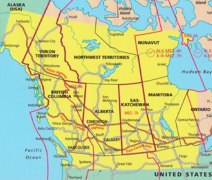 immagine di mappa stradale mappa stradale Canada Ovest - con Vancouver, Calgary, British Columbia, Alberta - cartografia con una ricca simbologia stradale facile da consultare - con parchi, riserve naturali, luoghi panoramici, distanze stradali - EDIZIONE 2025