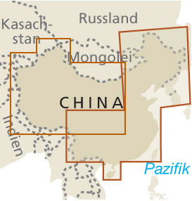 immagine di mappa stradale mappa stradale Cina / China - Ovest ed Est - con Beijing, Taiwan, Corea del Nord e Sud - set di 2 mappe stradali, impermeabili e antistrappo