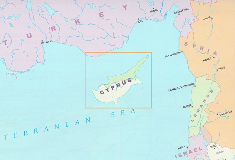 immagine di mappa stradale mappa stradale Cipro - mappa stradale - con spiagge, luoghi panoramici, parchi e riserve naturali - mappa impermeabile e antistrappo - nuova edizione