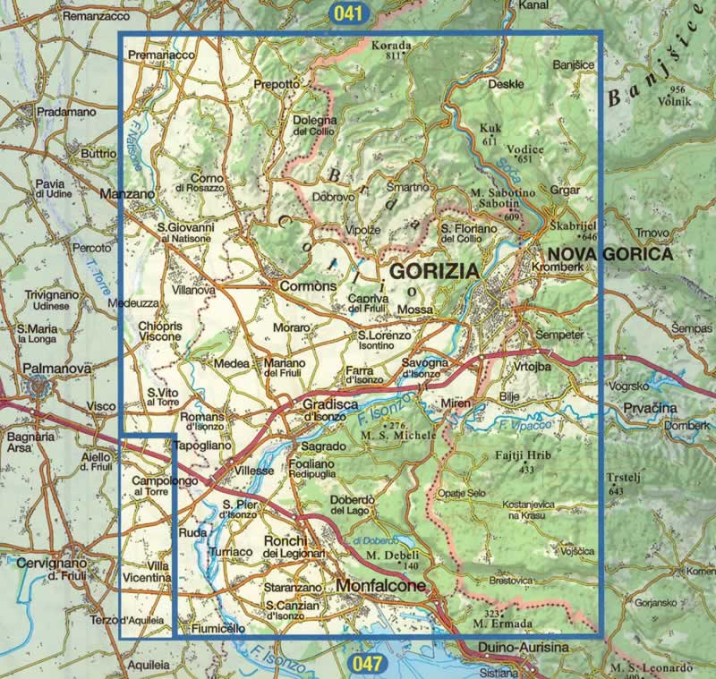 immagine di mappa topografica mappa topografica n.054 - Collio, Gorizia, Carso Isontino, Brda, Nova Gorica ( con Korada, Deskle, Prepotto, Dolegna, Corno di Rosazzo, Venco, M. Sabotino, S. Floriano, Gorizia, Mossa, Cormons, Mariano, Medea, Gradisca d'Isonzo) - con reticolo UTM compatibile con GPS - impermeabile, antistrappo, plastic-free, eco-friendly - EDIZIONE 2025