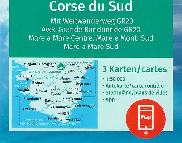 immagine di mappa topografica mappa topografica Corsica del Sud - set di 3 mappe escursionistiche con sentieri e GR20 per il trekking e MTB - Kompass n.2251 - mappe compatibili con GPS - EDIZIONE Dicembre 2023