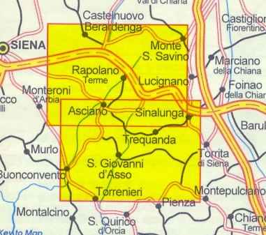 immagine di mappa topografica mappa topografica n.518 - Crete Senesi - con Sinalunga, Monte S. Savino, S. Giovanni d'Asso, Asciano, Buonconvento, Rapolano Terme, Trequanda - nuova edizione