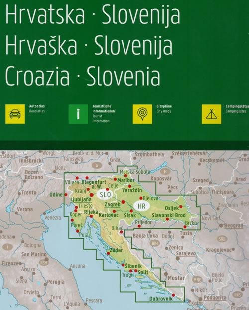 immagine di atlante stradale atlante stradale Croazia, Slovenia - atlante stradale a spirale - con percorsi panoramici, campeggi, parchi e riserve naturali, mappe di città - EDIZIONE 2024