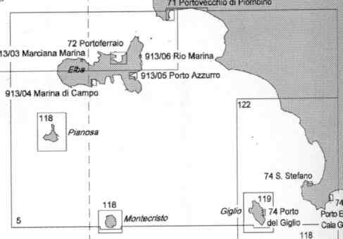 immagine di carta nautica carta nautica 5 - Dal C.le di Piombino al Promontorio Argentario e Scoglio d' Africa