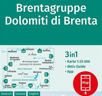 immagine di mappa topografica mappa topografica n.073 - Dolomiti di Brenta - Parco Naturale Adamello-Brenta, Cima Tosa, Pinzolo, Madonna di Campiglio, Lago di Tovel, Lago di Molveno, Mezzolombardo,  M. Peller, Mezzana, Tione di Trento - mappa plastificata, compatibile con GPS - edizione 2020