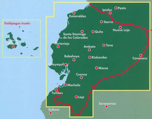 immagine di mappa stradale mappa stradale Ecuador - Guayaquil, Quito, Cuenca, Santo Domingo, Machala, Durán, Portoviejo, Manta, Loja, Ambato, Esmeraldas, Quevedo, Riobamba, Milagro, Ibarra, La Libertad, Babahoyo, Sangolquí, Daule, Latacunga, Isole Galapagos - edizione Dicembre 2022