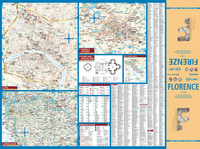 immagine di mappa di città mappa di città Firenze - mappa della città plastificata, impermeabile, scrivibile e anti-strappo - dettagliata e facile da leggere, con trasporti pubblici, attrazioni e luoghi di interesse - nuova edizione