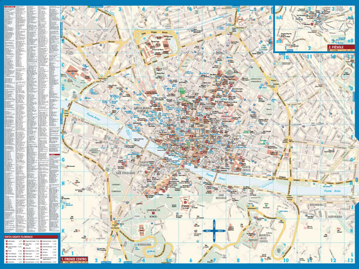 immagine di mappa di città mappa di città Firenze - mappa della città plastificata, impermeabile, scrivibile e anti-strappo - dettagliata e facile da leggere, con trasporti pubblici, attrazioni e luoghi di interesse - nuova edizione