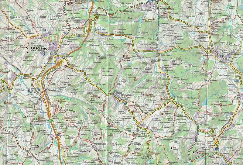 immagine di mappa topografica mappa topografica Firenze, Siena, Chianti, Val di Pesa, Val d'Elsa, Monteriggioni, Impruneta, Dicomano, Pontassieve, Reggello, Figline Valdarno, Greve in Chianti, Tavarnelle, Radda in Chianti, San Gimignano - mappa Kompass n.2458 - con informazioni turistiche, sentieri CAI, percorsi panoramici e parchi naturali - mappa escursionistica plastificata, compatibile con GPS - EDIZIONE 2024