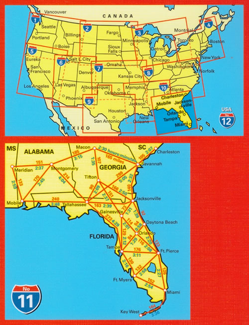 immagine di mappa stradale mappa stradale n.11 - Florida - con Miami, Orlando, Everglades, Key West, Daytona Beach, Ft. Pierce, Ft. Myers, Tampa, Gainesville - con cartografia aggiornata, dettagliata e facile da leggere + guida stradale - EDIZIONE 2024