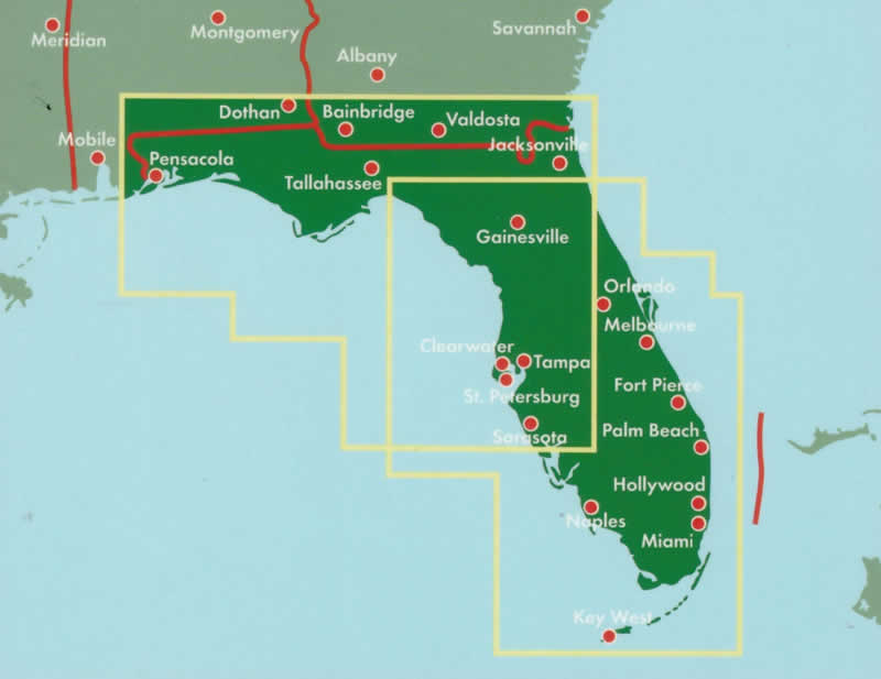 immagine di mappa stradale mappa stradale Florida - con Miami, Tampa, Key West, Orlando, Pensacola - nuova edizione