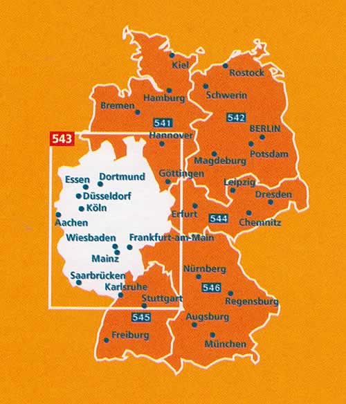 immagine di mappa stradale mappa stradale n.543 - Germania Centro-Ovest - con Nordrhein-Westfalen, Hessen, Rheinland-Pfalz, Saarland - EDIZIONE Luglio 2023