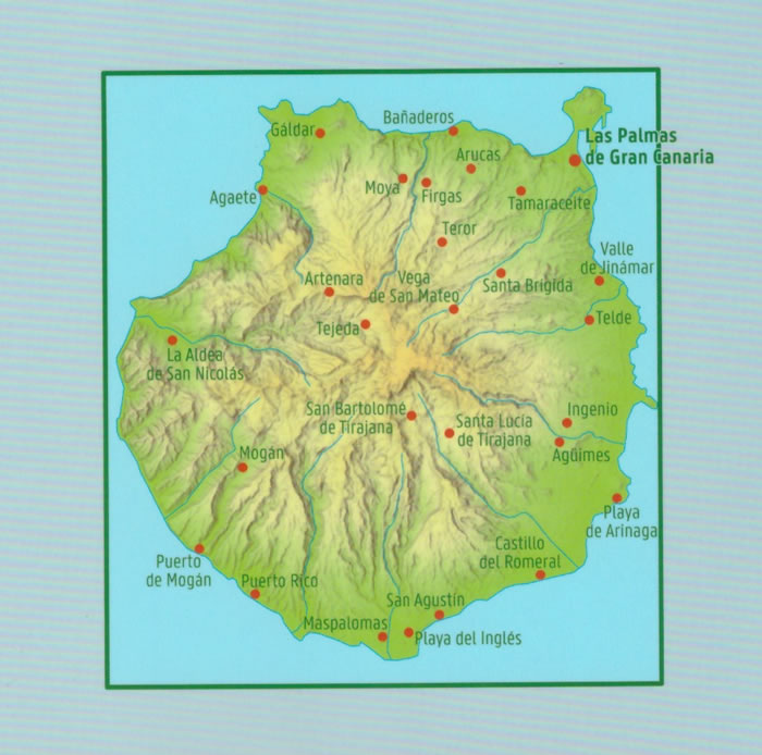 immagine di mappa stradale mappa stradale Gran Canaria (Isole Canarie) - mappa stradale ed escursionistica - con sentieri, spiagge, percorsi panoramici - EDIZIONE 2024