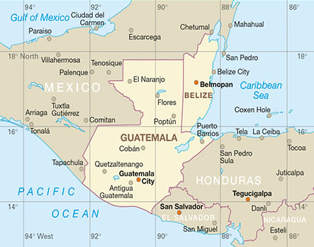 immagine di mappa stradale mappa stradale Guatemala, Belize - con spiagge, percorsi panoramici, parchi e riserve naturali - mappa stradale, impermeabile e antistrappo - EDIZIONE Novembre 2024