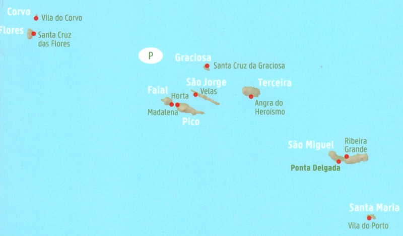 immagine di mappa stradale mappa stradale Isole Azzorre - con Corvo, Flores, Graciosa, Terceira, Sao Jorge, Faial, Pico, Sao Miguel, Santa Maria - EDIZIONE 2024