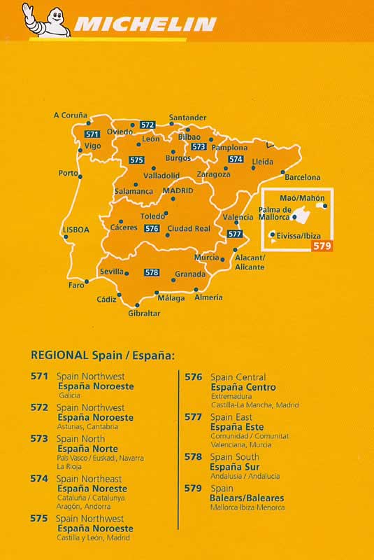 immagine di mappa stradale mappa stradale Isole Baleari / Balears / Baleares (Spagna) - con Maiorca / Mallorca, Palma, Ibiza / Eivissa, Formentera, Menorca, Cabrera - mappa stradale Michelin n.579 - con spiagge, sentieri, percorsi panoramici, parchi e riserve naturali - EDIZIONE 2024