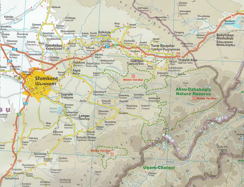 immagine di mappa stradale mappa stradale Kyrgyzstan - mappa stradale - impermeabile e antistrappo - EDIZIONE 2024