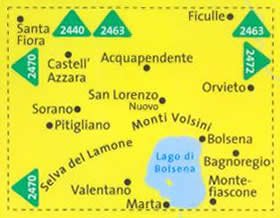 immagine di mappa topografica mappa topografica n.2471 - Lago di Bolsena - Acquapendente, Orvieto, Pitigliano, Sorano, Santa Fiora, Selva del Lamone, Marta, Montefiascone, Bagnoregio - mappa plastificata, compatibile con sistemi GPS - nuova edizione