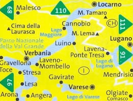 immagine di mappa topografica mappa topografica n.90 - Lago Maggiore, Lago di Varese, Lago di Lugano, Verbania, Stresa, Arona, Gravellona Toce, Laveno-Mombello, Luino, Cannobio, Locarno, Lugano, Mendrisio, Parco Nazionale della Val Grande, Malesco, Olgiate Comasco - compatibile con GPS - edizione 2017