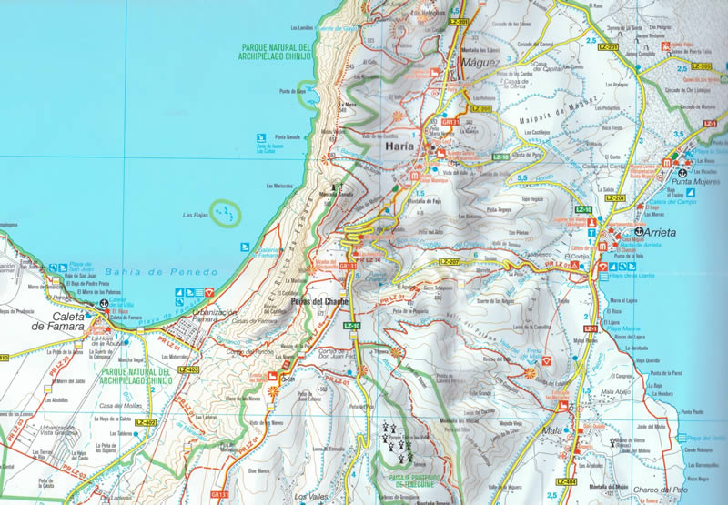 immagine di mappa topografica mappa topografica Lanzarote (Isole Canarie) - mappa escursionistica - con sentieri, spiagge, percorsi panoramici - compatibile con sistemi GPS - Kompass n.241 - EDIZIONE 2025