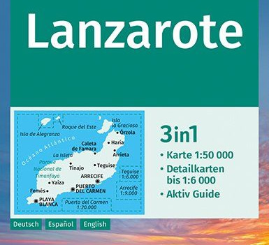 immagine di mappa topografica mappa topografica Lanzarote (Isole Canarie) - mappa escursionistica - con sentieri, spiagge, percorsi panoramici - compatibile con sistemi GPS - Kompass n.241 - edizione 2023