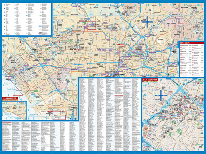 immagine di mappa di città mappa di città Los Angeles - mappa della città plastificata, impermeabile, scrivibile e anti-strappo - dettagliata e facile da leggere, con trasporti pubblici, attrazioni e luoghi di interesse - nuova edizione