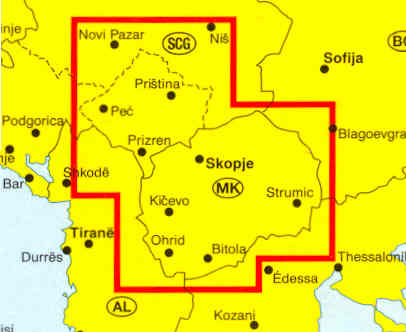 immagine di mappa stradale mappa stradale Macedonia, Kossovo