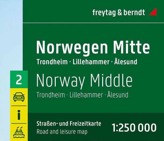 immagine di mappa stradale mappa stradale Norvegia Centro-Sud - set di 2 mappe stradali con cartografia dettagliata ed aggiornata - con Oslo, Bergen, Stavanger, Trondheim, Lillehammer, Alesund - EDIZIONE 2024