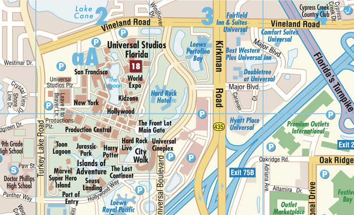 immagine di mappa di città mappa di città Orlando - mappa della città plastificata, impermeabile, scrivibile e anti-strappo - dettagliata e facile da leggere, con trasporti pubblici, attrazioni e luoghi di interesse - nuova edizione