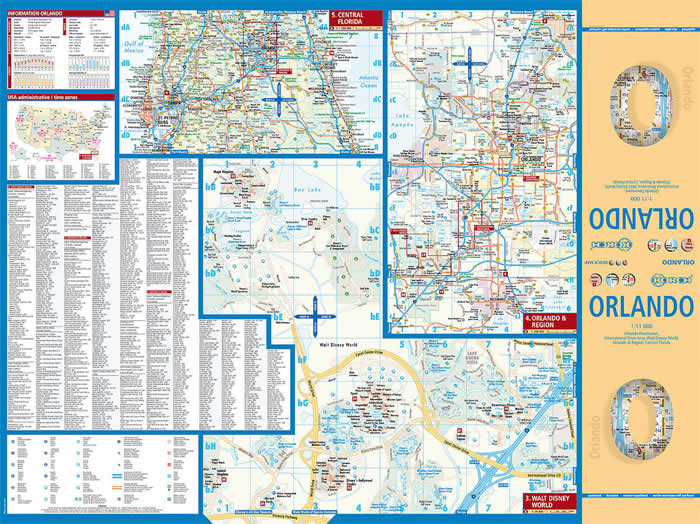 immagine di mappa di città mappa di città Orlando - mappa della città plastificata, impermeabile, scrivibile e anti-strappo - dettagliata e facile da leggere, con trasporti pubblici, attrazioni e luoghi di interesse - nuova edizione