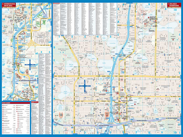 immagine di mappa di città mappa di città Orlando - mappa della città plastificata, impermeabile, scrivibile e anti-strappo - dettagliata e facile da leggere, con trasporti pubblici, attrazioni e luoghi di interesse - nuova edizione