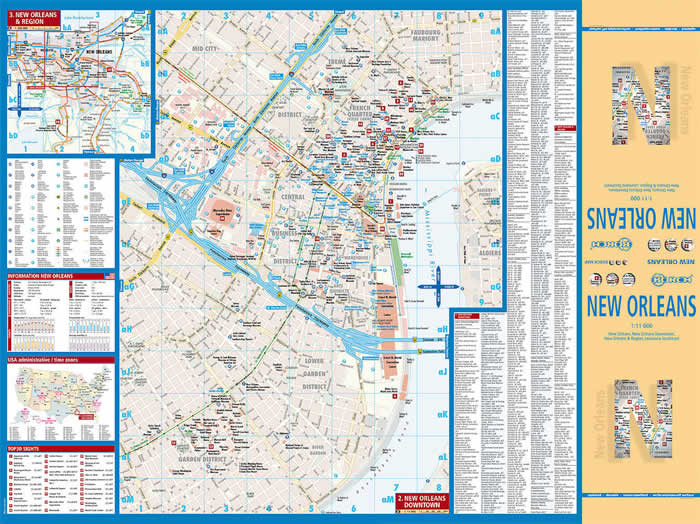 immagine di mappa di città mappa di città New Orleans - mappa della città plastificata, impermeabile, scrivibile e anti-strappo - dettagliata e facile da leggere, con trasporti pubblici, attrazioni e luoghi di interesse - edizione 2020