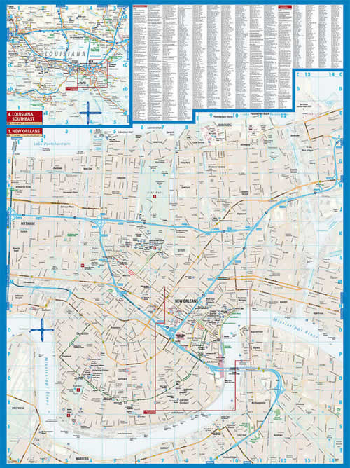 immagine di mappa di città mappa di città New Orleans - mappa della città plastificata, impermeabile, scrivibile e anti-strappo - dettagliata e facile da leggere, con trasporti pubblici, attrazioni e luoghi di interesse - edizione 2020