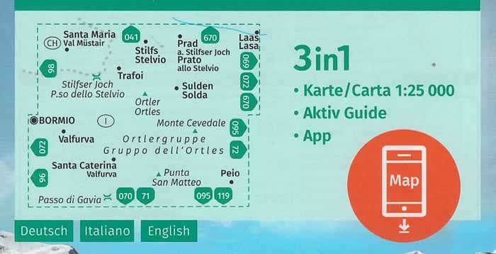 immagine di mappa topografica mappa topografica Ortler/Ortles, Cevedale - con Bormio, Passo dello Stelvio, Trafoi, Santa Maria (CH), Valfurva, Santa Caterina Valfurva, Passo di Gavia, Punta San Matteo, Peio - Kompass n.077 - con informazioni turistiche, sentieri CAI, percorsi panoramici e parchi naturali - mappa plastificata, compatibile con GPS - EDIZIONE Luglio 2023