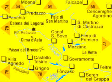 immagine di mappa topografica mappa topografica n.76 - Pale di San Martino