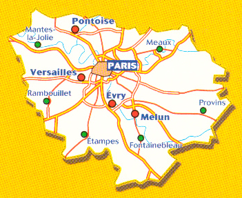 immagine di mappa stradale mappa stradale Regione Parigina / Île-de-France / Paris and surrounding areas - mappa stradale Michelin n. 514 - con Paris / Parigi, Versailles, Nanterre, Saint-Germain-en-Laye, Saint-Denis, Bobigny, Créteil, Évry, Palaiseau, Rambouillet, Étampes, Melun, Fontainebleau, Meaux, Provins, Pontoise, Mantes-la-Jolie - mappa stradale con stazioni di servizio e autovelox - nuova edizione