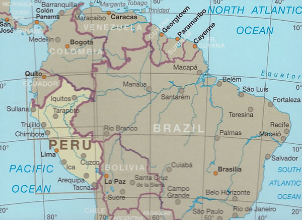 immagine di mappa stradale mappa stradale Peru - mappa stradale - con Lima, Arequipa, Trujillo, Chiclayo, Piura, Cusco, Iquitos, Callao, Cajamarca - mappa impermeabile e antistrappo - nuova edizione