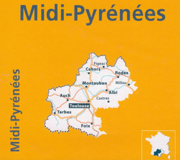 immagine di mappa stradale regionale mappa stradale regionale n. 525 - Midi-Pirenei / Midi-Pyrénées - con Toulouse / Tolosa, Montauban, Castelsarrasin, Condom, Albi, Castres, Millau, Rodez, Figeac, Villefranche-de-Rouergue, Gourdon, Cahors, Auch, Mirande, Tarbes, Foix, Muret, Pamiers, St-Girons, St-Gaudens, Bagnères-de-Bigorre, Argelès-Gazost - mappa stradale con stazioni di servizio e autovelox - Edizione Dicembre 2023